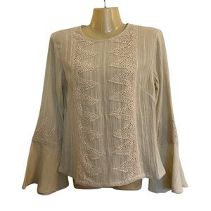 Leo & Sage Bell Sleeve Blouse Ivory